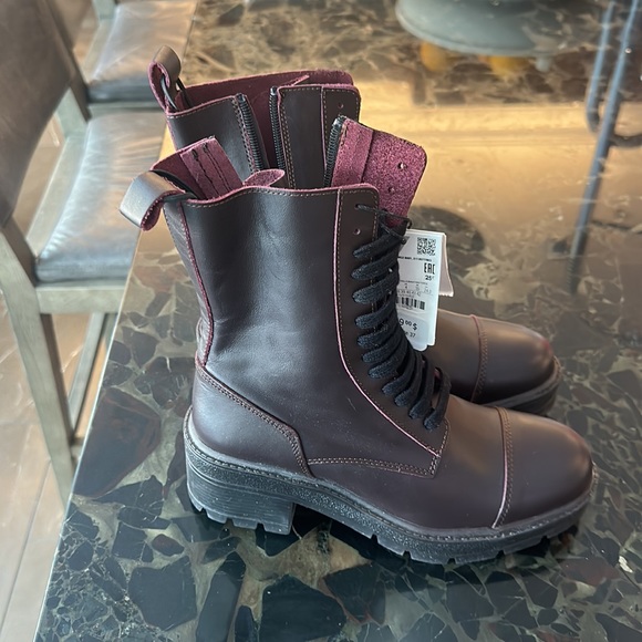 Zara brown/burgundy low rise boots - Picture 3 of 6
